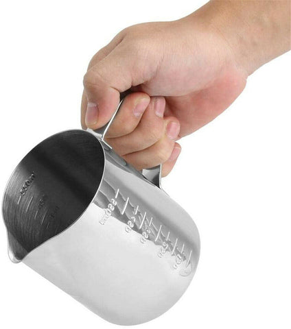 Stainless Steel Milk Coffee Pitcher Espresso Frothing Scale Jug Pot Latte Pen