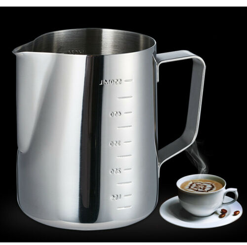 Stainless Steel Milk Coffee Pitcher Espresso Frothing Scale Jug Pot Latte Pen