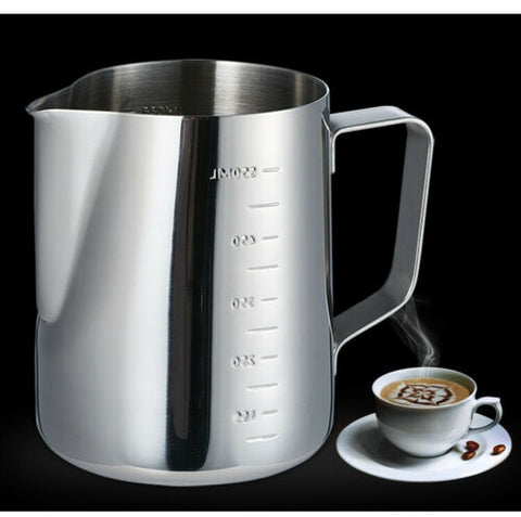 Stainless Steel Milk Coffee Pitcher Espresso Frothing Scale Jug Pot Latte Pen