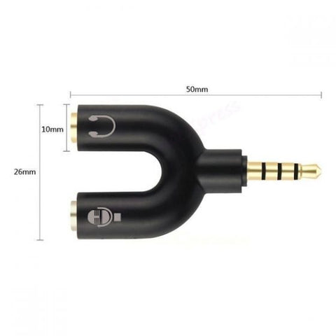 3.5mm Stereo Splitter Audio to Headset Jack Plug Y Adapter Mobile Phone Splitter