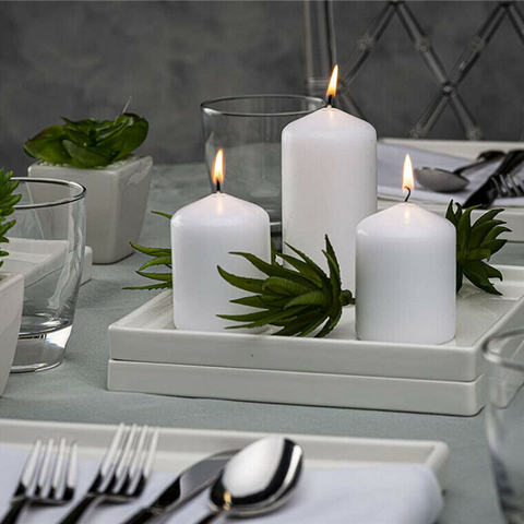 12Pcs  Unscented Pillar Candle 4x5cm White Votive Candles 9 Hours Home Party Decor
