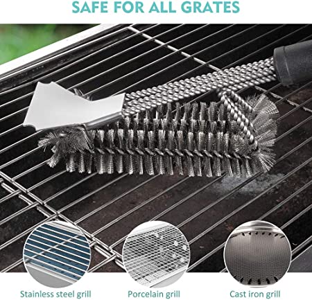 BBQ Grill Cleaning Brush Scraper Bristle for Gas Charcoal Infrared Porcelain Steel Grill