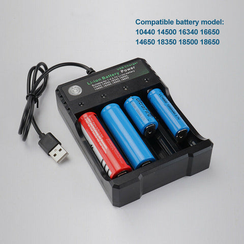 4x 3.7V 3600mAh Li-ion Rechargeable Battery + USB Smart Charger Indicator