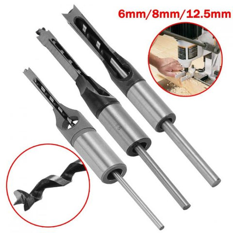 6/8/12.5mm HSS Square Hole Drill Bit Auger Bit Steel Mortising Drilling Craving Woodworking Tools