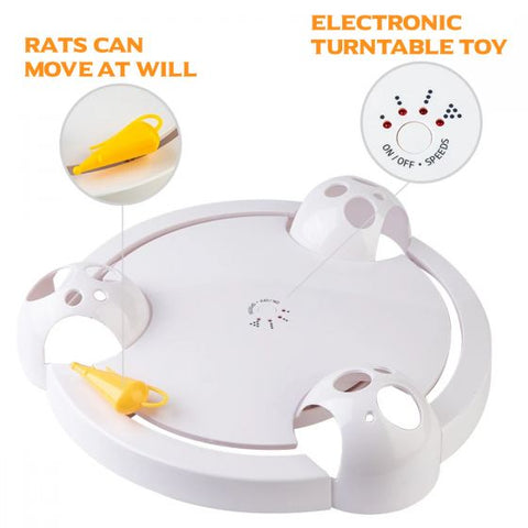 Electric Cat Toy Interactive Tracks Roller Mouse Pounce Turntable Play Automatic Rotating Mice Moving Track Catch Toys