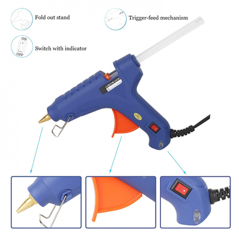 Hot Glue Gun with 50 pcs Melt Glue Sticks Kit Flexible Trigger Temperature Corded Glue Gun for Craft Supplies