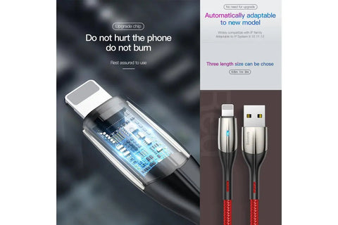 Baseus Cable Fast Charging Charger Cord for iPad iPhone XS XR 8 7 6 Red 2M