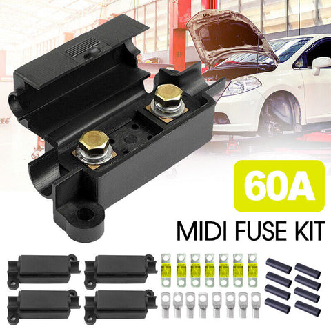 40A 50A 60A MIDI FUSE KIT 4 ANS Holder 7 x 60 AMP Fuses to suit Redarc BCDC Dual Battery