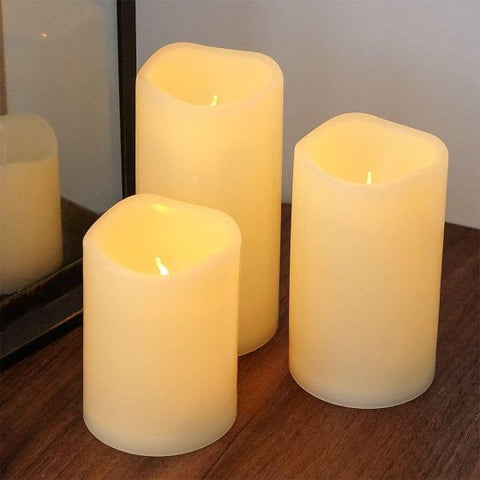 Candle Flickering Warm White Lights Set of 3 Flameless Battery Operated Candles
