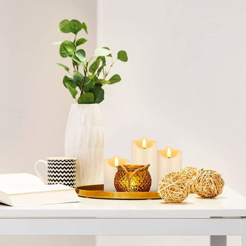 Candle Flickering Warm White Lights Set of 3 Flameless Battery Operated Candles