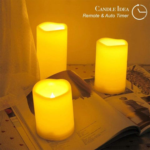 Candle Flickering Warm White Lights Set of 3 Flameless Battery Operated Candles