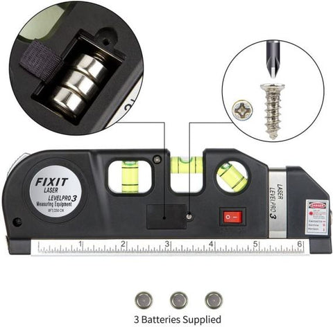 Multi-purpose Laser Level Line Laser Measurement + Standard Ruler with 8 Foot Tape Measure