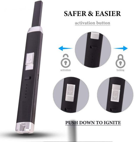 Electronic USB Pulse Plasma Arc Lighter Rechargeable Candle Lighter Safety Lock and Power Indicator