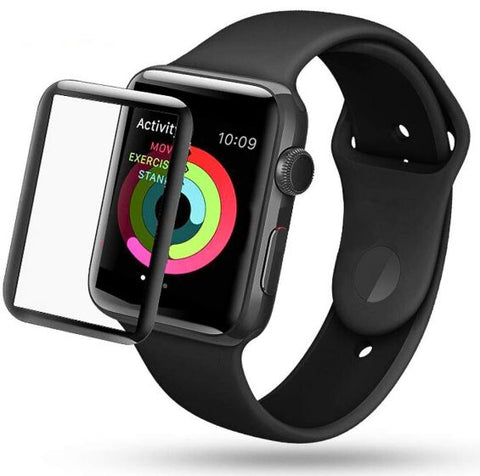 Compatible iWatch 3D Full Screen Tempered Glass - 38mm/40mm/42mm/44mm (Black)
