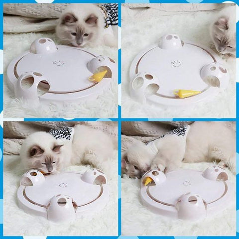 Electric Cat Toy Interactive Tracks Roller Mouse Pounce Turntable Play Automatic Rotating Mice Moving Track Catch Toys