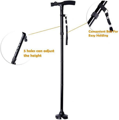 Folding Walking Cane with LED Light Adjustable Lightweight for Men and Women for Arthritis
