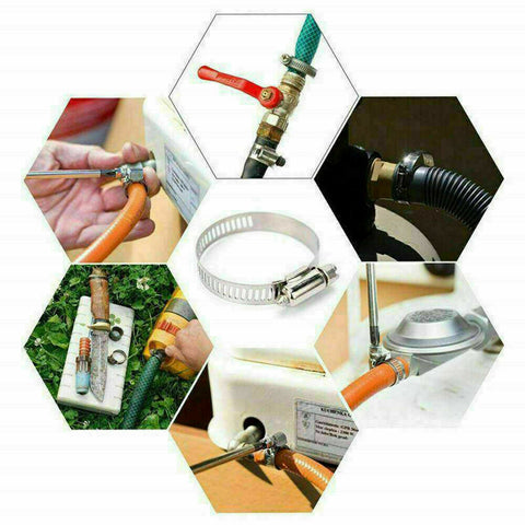 91Pcs Stainless Steel Hose Clamps Clip Adjustable Range Worm Gear Pipe Clamp Kit