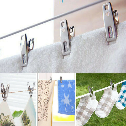 Stainless Steel Clothes Pegs Metal Hanging Clips Pins Laundry Windproof Clamps