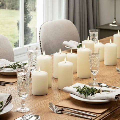 12Pcs  Unscented Pillar Candle 4x5cm White Votive Candles 9 Hours Home Party Decor