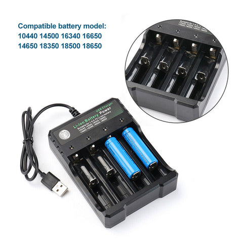 4x 3.7V 3600mAh Li-ion Rechargeable Battery + USB Smart Charger Indicator