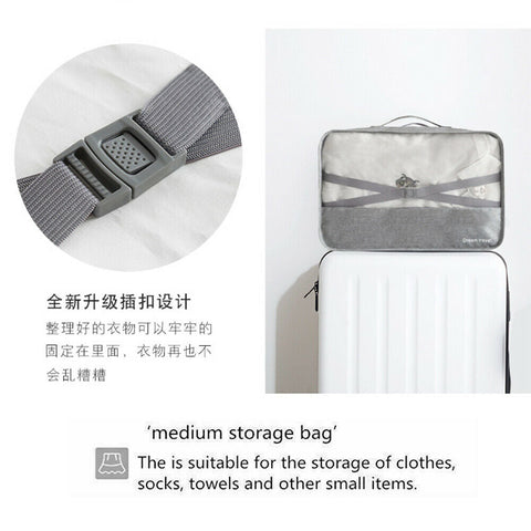 7Pcs Packing Cubes Travel Pouches Luggage Organiser Clothes Suitcase Storage Bag