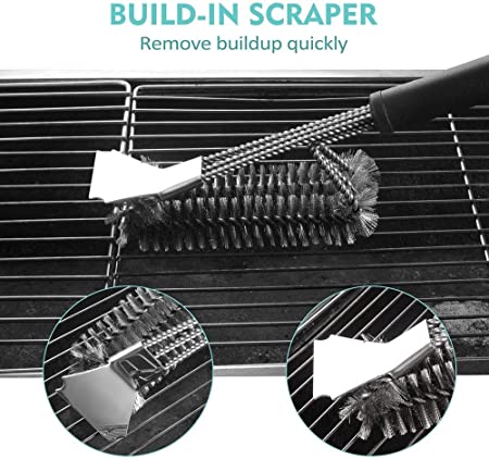 BBQ Grill Cleaning Brush Scraper Bristle for Gas Charcoal Infrared Porcelain Steel Grill