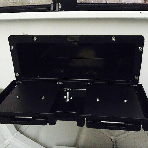 GLOVE BOX STORAGE folding Drink Holders RECESSED BOAT COMPARTMENT &KEY LOCK