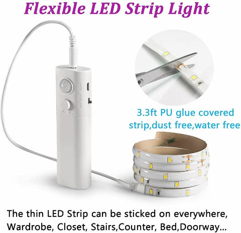 Battery Operated LED Strip Light Wireless PIR Motion Sensor Wardrobe Cabinet