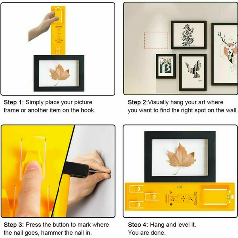 Picture Hanging Kit Set w/ Hanging Level Ruler DIY Photo Frame Hanging Wall Kit