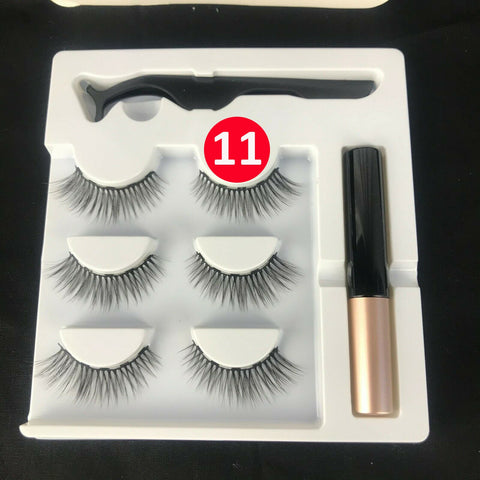 Natural Magnetic False Eyelashes Eye Lashes Extension Liquid Eyeliner Tweezer