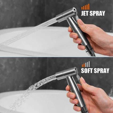 Handheld SS Bidget Sprayer with T-Adaptor Valve kit Pressure for Bathing Pets, Feminine Hygiene