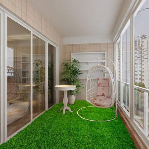 2 x Artificial Grass Turf Interlocking Grass Tiles Self-draining for Outdoor Patio, Balcony, Garden Indoor Flooring DÃ©cor