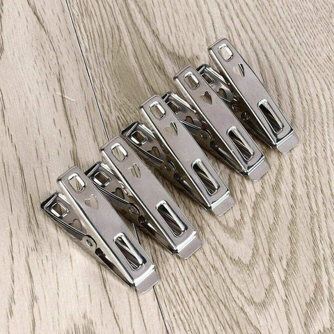 Stainless Steel Clothes Pegs Hanging Pins Clips Laundry Metal Clamps (20pcs)