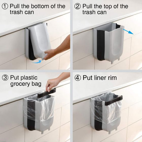 9L Kitchen Folding Trash Hanging Garbage Can Car Recycle Bin Trash Bin Waste Dustbin