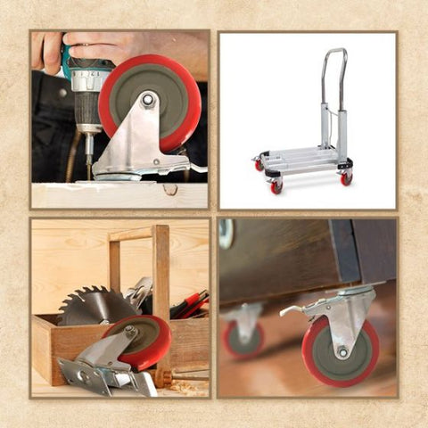 Set of 4 Heavy Duty Swivel Casters with Lock Brakes 5" Polyurethane Wheels