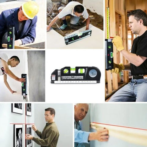 Multi-purpose Laser Level Line Laser Measurement + Standard Ruler with 8 Foot Tape Measure