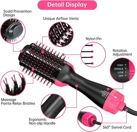 4 in 1 Hot Air Volumizer Stylers Brush Multifunctional Hair Straightener Curler for Salon and Home