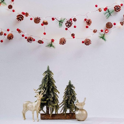 2M 20LEDs Christmas Decoration Pinecone Red Berry Garland String Lights Fairy Lights