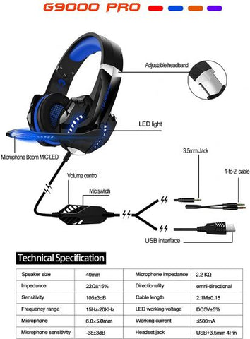 G9000 PRO PYTHON FLY Gaming Headset for PS4,PS5,Nintendo,Xbox One Controllers