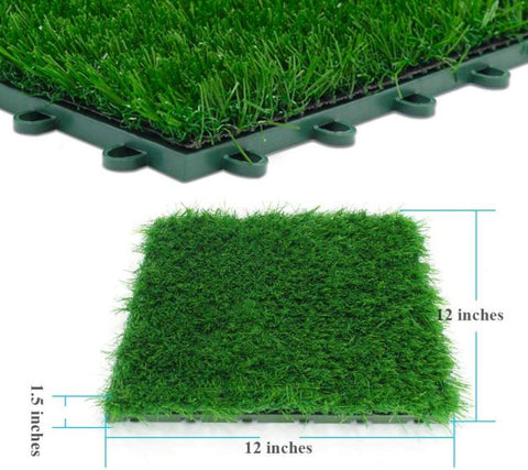 2 x Artificial Grass Turf Interlocking Grass Tiles Self-draining for Outdoor Patio, Balcony, Garden Indoor Flooring DÃ©cor