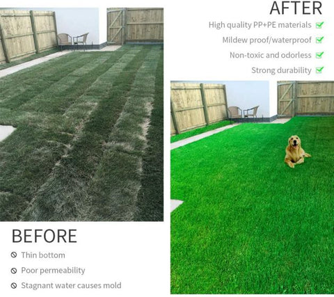 2 x Artificial Grass Turf Interlocking Grass Tiles Self-draining for Outdoor Patio, Balcony, Garden Indoor Flooring DÃ©cor