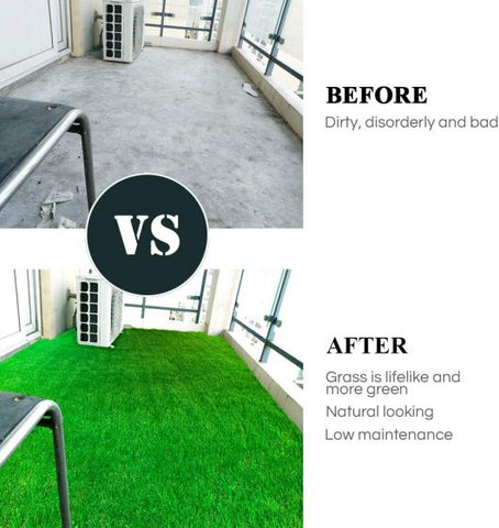 2 x Artificial Grass Turf Interlocking Grass Tiles Self-draining for Outdoor Patio, Balcony, Garden Indoor Flooring DÃ©cor