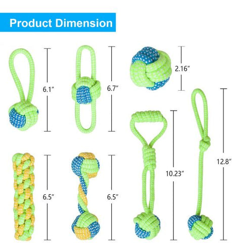 7Pcs Dog Rope Toys Braided Rope
