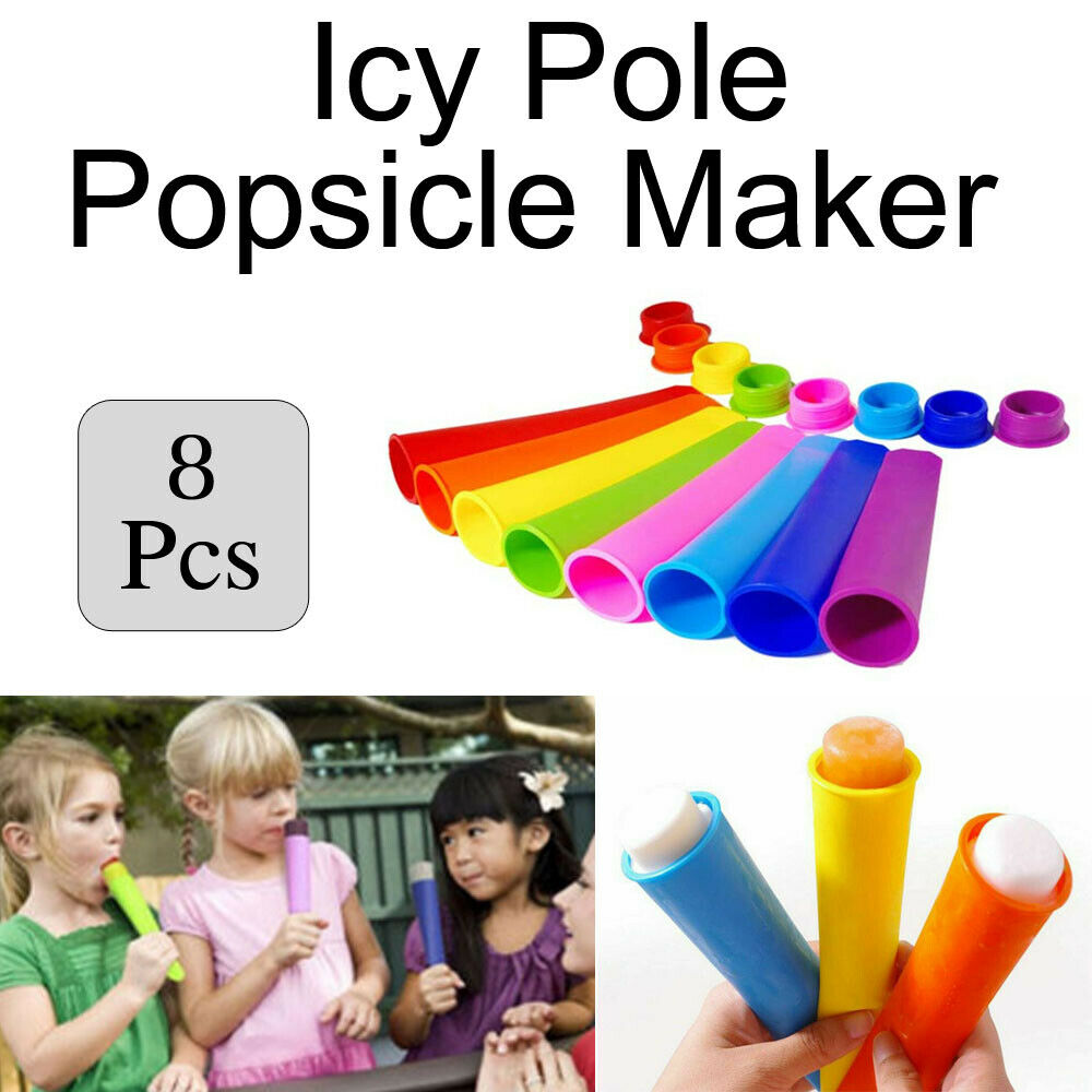 8pcs Silicone Ice Block Moulds/Ice Cream Molds/Icy Pole Jelly Pop Popsicle Maker