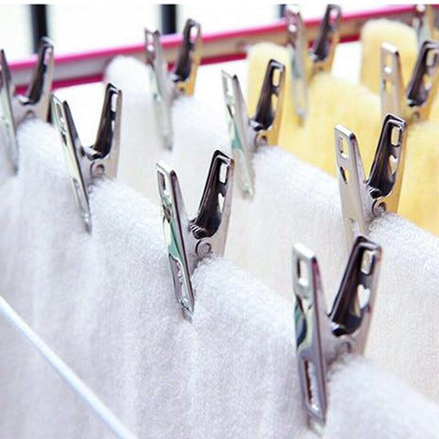 Stainless Steel Clothes Pegs Metal Hanging Clips Pins Laundry Windproof Clamps