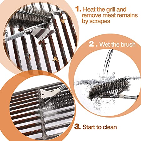 BBQ Grill Cleaning Brush Scraper Bristle for Gas Charcoal Infrared Porcelain Steel Grill