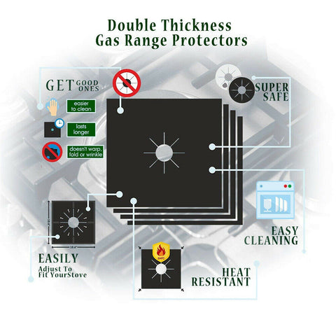 4pcs/8pcs Kitchen Gas Stove Top Burner Reusable Protector Liner Cleaning Pad Cover