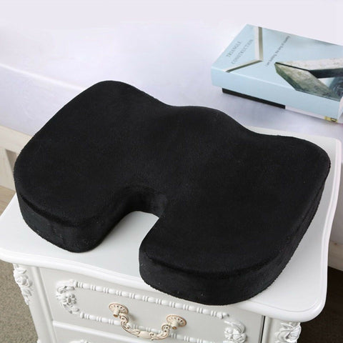 Coccyx Orthopedic Memory Foam Seat Cushion Pain Relief Pillow - Black