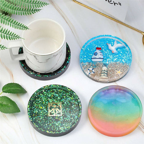 2XDIY Coaster Mould Handmade Crystal Epoxy Making Resin Silicone Pen Holder Mold
