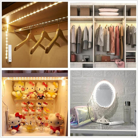 Battery Operated LED Strip Light Wireless PIR Motion Sensor Wardrobe Cabinet